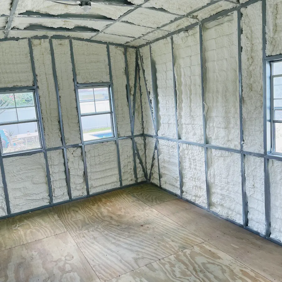 Closed-cell spray foam insulation applied to wall cavities in a residential project in Bremerton